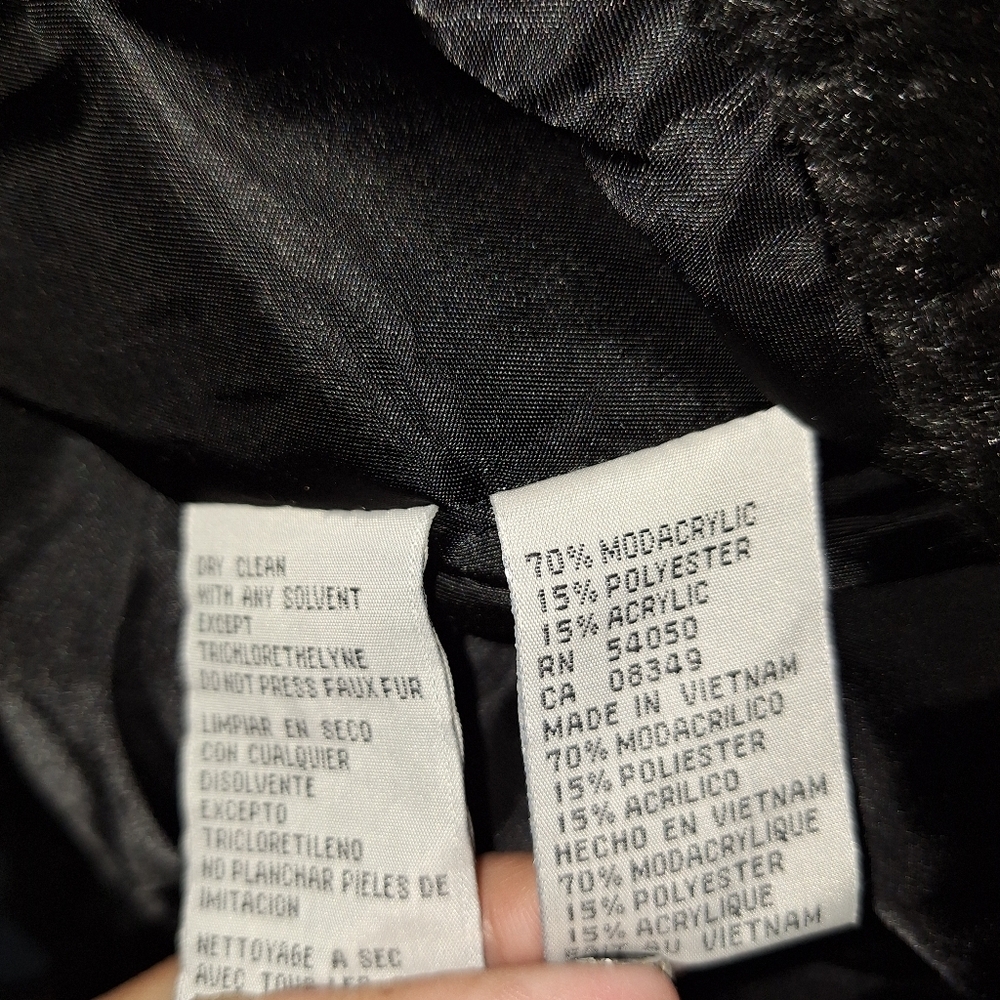 NWT Nine West Black Faux Fur Ribbon Tie Front Coat 2X - Picture 8 of 8